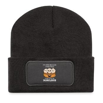 Je suis ici pour les dumplings - Beanie recyclé à patch - charbon - Devant