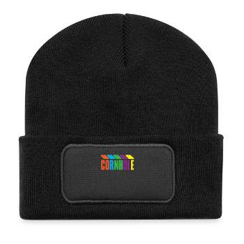 Cornhole Spieler Bunte Leidenschaft - Recycelte Patch Beanie - Schwarz - Vorne