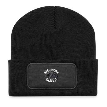 Need More Sleep Funny Pug - Recycled Patch Beanie - black - Front