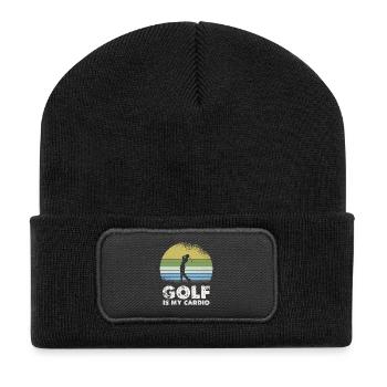 Golf Ist Mein Cardio Retro Design - Recycelte Patch Beanie - Schwarz - Vorne