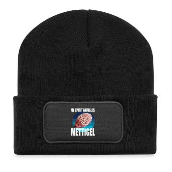 My spirit animal is Mettigel - Recycled Patch Beanie - black - Front