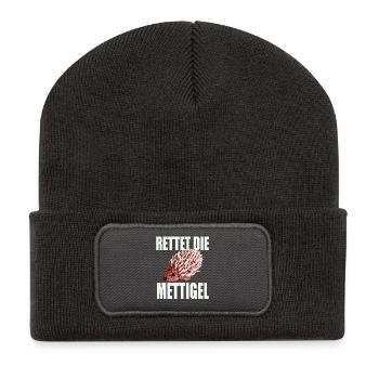 Sauvez le Mettigel - Beanie recyclé à patch - charbon - Devant