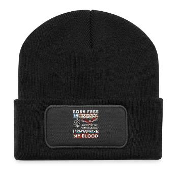 2017 frei geboren - Little Patriot wird 8 Jahre alt - Recycelte Patch Beanie - Schwarz - Vorne