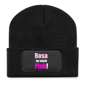 Rosa ist nicht Pink - Recycelte Patch Beanie - Schwarz - Vorne
