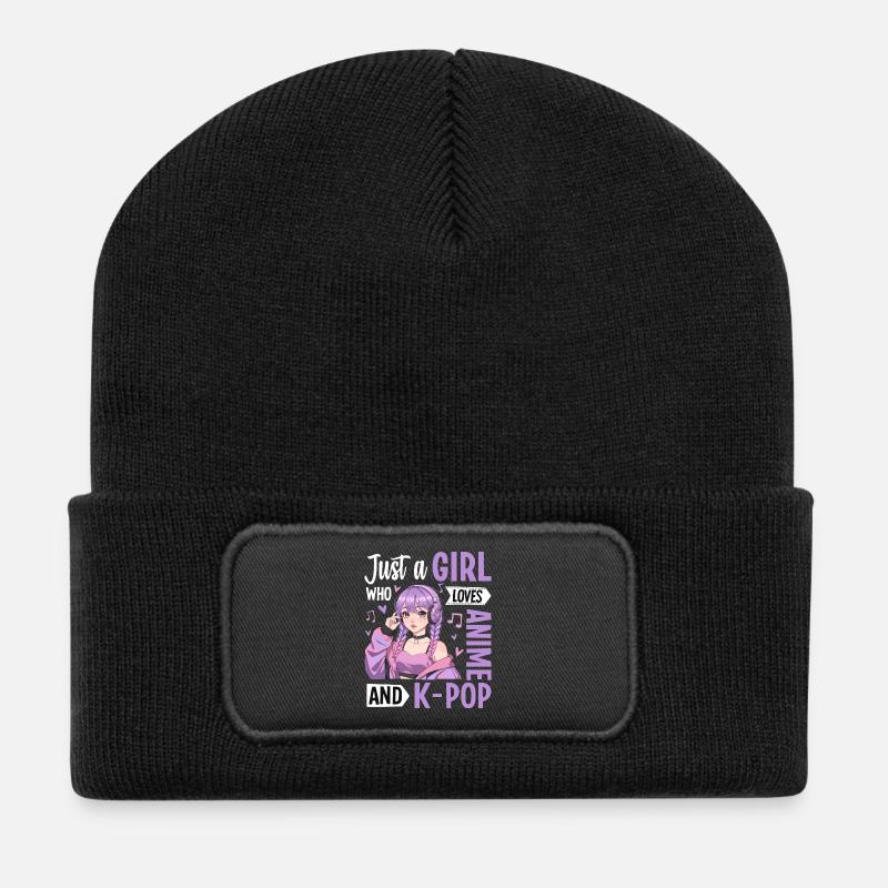 Just a Girl Who Loves Anime and K-Pop - Recycelte Patch Beanie - Schwarz