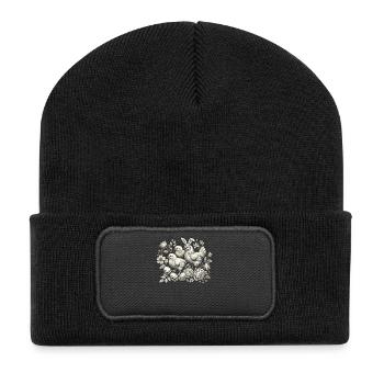 Poussin de Pâques Vintage Poulet Amoureux Rétro - Beanie recyclé à patch - noir - Devant