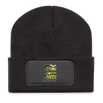 ZOMBIE VOR DEM KAFFEE - HALLOWEEN GESCHENK - Recycelte Patch Beanie - Dunkelgrau - Vorne