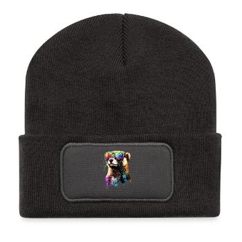 Ferret Ferret Polecat Marten Weasel Cute Ferret - Recycled Patch Beanie - dark grey - Front