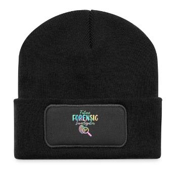Forensic Investigator Tie Dye Lustige Forensik - Recycelte Patch Beanie - Schwarz - Vorne
