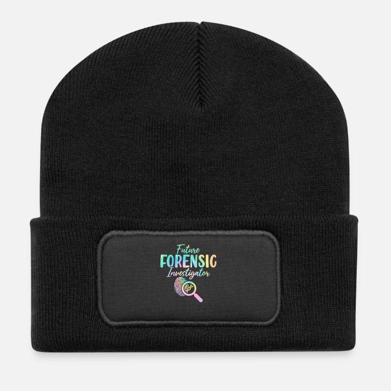 Forensic Investigator Tie Dye Lustige Forensik - Recycelte Patch Beanie - Schwarz