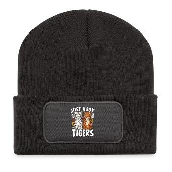 Just a Boy Who Loves Tigers - Recycelte Patch Beanie - Dunkelgrau - Vorne