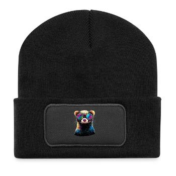 Ferret Ferret Polecat Marten Weasel Cute Ferret - Recycled Patch Beanie - black - Front