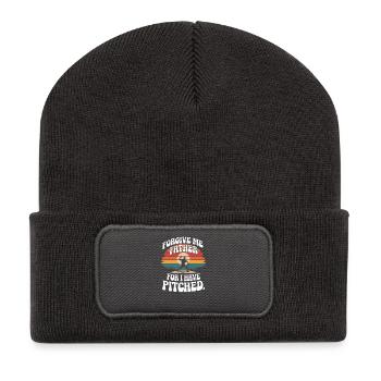 Forgive Me Father Baseball Pitcher Flame Design - Recycelte Patch Beanie - Dunkelgrau - Vorne