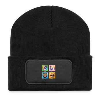 Sopran Alt Tenor Bass lustige Chor Katzen - Recycelte Patch Beanie - Schwarz - Vorne