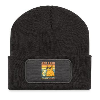 Nur ein Vater, der immer zurückkam, Katzenpapa - Recycelte Patch Beanie - Dunkelgrau - Vorne