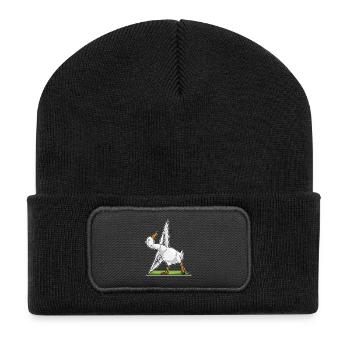 Ente Yoga Fitness Gymnastik - Recycelte Patch Beanie - Schwarz - Vorne