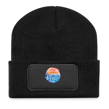 Hello Summer Beach - Recycelte Patch Beanie - Schwarz - Vorne
