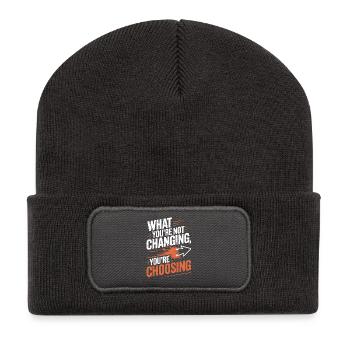 What You're Not Changing Youre Choosing Motivation - Recycelte Patch Beanie - Dunkelgrau - Vorne