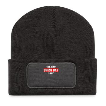 Chest day Bodybuilding Bodybuilder Gym Kraftsport - Recycelte Patch Beanie - Dunkelgrau - Vorne