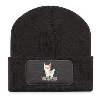 Save the Drama for your Llama - Recycled Patch Beanie - dark grey - Front
