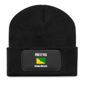 père et fils guyanais guyane papa fête des pères - Beanie recyclé à patch - noir - Devant
