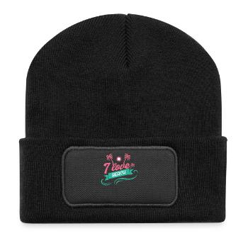 I Love Beach Cool Summer Design - Recycelte Patch Beanie - Schwarz - Vorne
