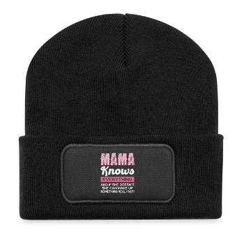 Mom knows everything and more - Recycled Patch Beanie - black - Front