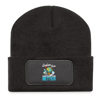 Systèmes d’Information Géographique Lignes de Contur - Beanie recyclé à patch - charbon - Devant