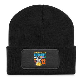 Ce petit astronaute aura 12 ans - Beanie recyclé à patch - noir - Devant