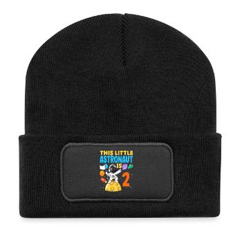 Ce petit astronaute a 2 ans - Beanie recyclé à patch - noir - Devant