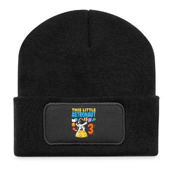 Little astronaut is 3 years old - Recycled Patch Beanie - black - Front