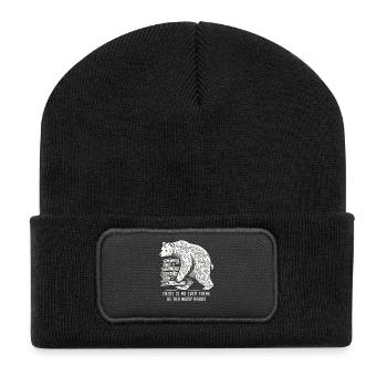 Funny book lover bear statement for book fan - Recycled Patch Beanie - black - Front