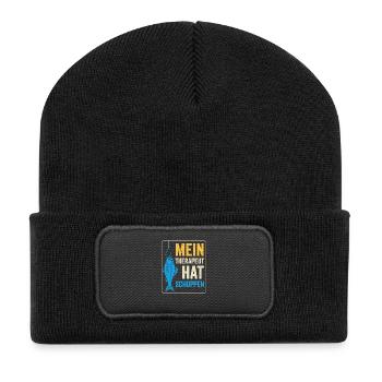 Fishing Therapy Saying - Recycled Patch Beanie - black - Front
