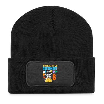 This little astronaut turns 8 years old - Recycled Patch Beanie - black - Front