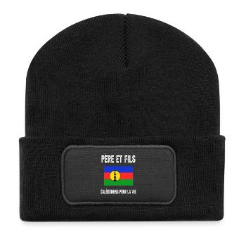 père et fils papa calédonien nouvelle-calédonie - Beanie recyclé à patch - noir - Devant