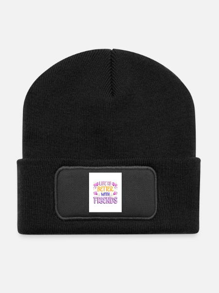 Life is Better with friends - Recycelte Patch Beanie - Schwarz