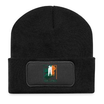 Irlandkarte Mit Skyline Und Irischer Flagge - Recycelte Patch Beanie - Schwarz - Vorne