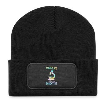 Glaub mir, ich bin ein Wissenschaftler Tie Dye Lustiges Labor - Recycelte Patch Beanie - Schwarz - Vorne