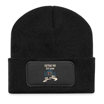 Wandern - Recycelte Patch Beanie - Schwarz - Vorne