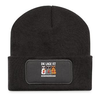 Die Lage Ist Besäufniserregend - Recycelte Patch Beanie - Dunkelgrau - Vorne