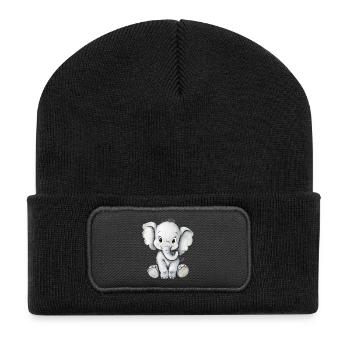 little cute elephant - Recycled Patch Beanie - black - Front