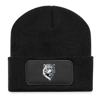 panthère léopard des neiges gros chat gros chat léopard - Beanie recyclé à patch - noir - Devant