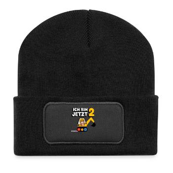 J’ai maintenant 2 ans Bagger Bear 2ème anniversaire - Beanie recyclé à patch - noir - Devant