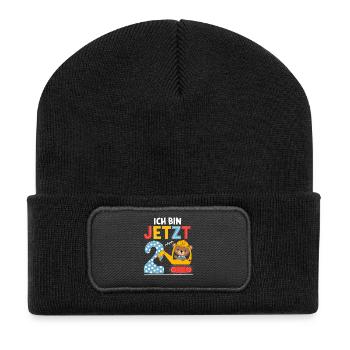 J’ai maintenant 2 ans Bagger Bear 2ème anniversaire - Beanie recyclé à patch - noir - Devant