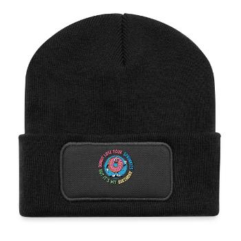 Birthday Donut Funny Design - Recycled Patch Beanie - black - Front