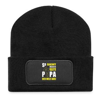 Bester Papa Der Welt Geschenke Vater Weihnacht Aus - Recycelte Patch Beanie - Schwarz - Vorne