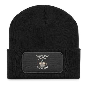 Cat Café Staff Coffee Purrista Katzenliebhaber - Recycelte Patch Beanie - Schwarz - Vorne