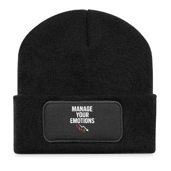 Manage Deine Emotionen Mit Stock Trader Trading - Recycelte Patch Beanie - Schwarz - Vorne