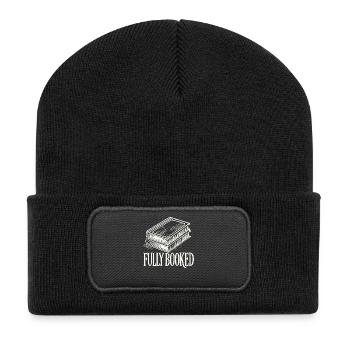 Bücherwurm Leseratte Lustiger Buchliebhaber Spruch - Recycelte Patch Beanie - Schwarz - Vorne