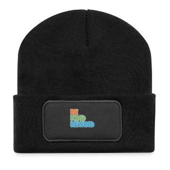 Be Kind Rewind Retro Motiv für Filmfans - Recycelte Patch Beanie - Schwarz - Vorne
